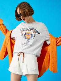 Baskılı Tişört Pamuklu Oversize