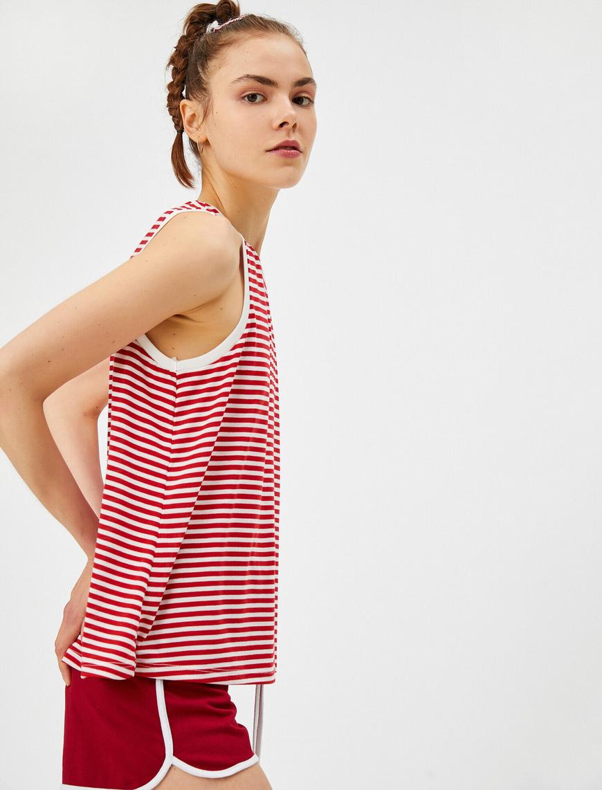   Çizgili Atlet Basic Halter Yaka Tanktop