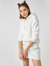 Pamuklu Kapüşonlu Baskılı Sweatshirt