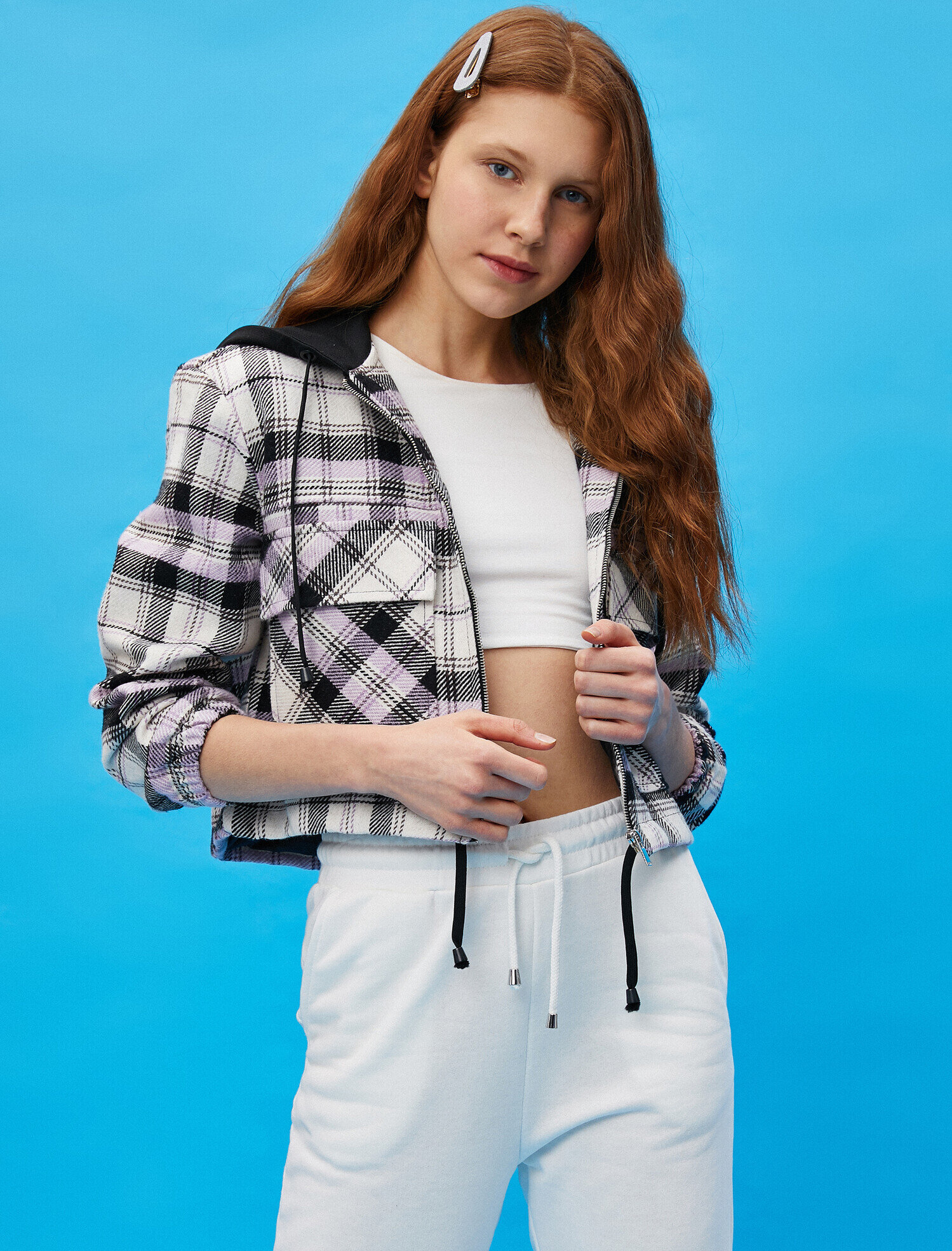   Ekose Ceket Kapüşonlu