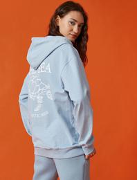 Kapüşonlu Yazılı Baskılı Sweatshirt Oversize