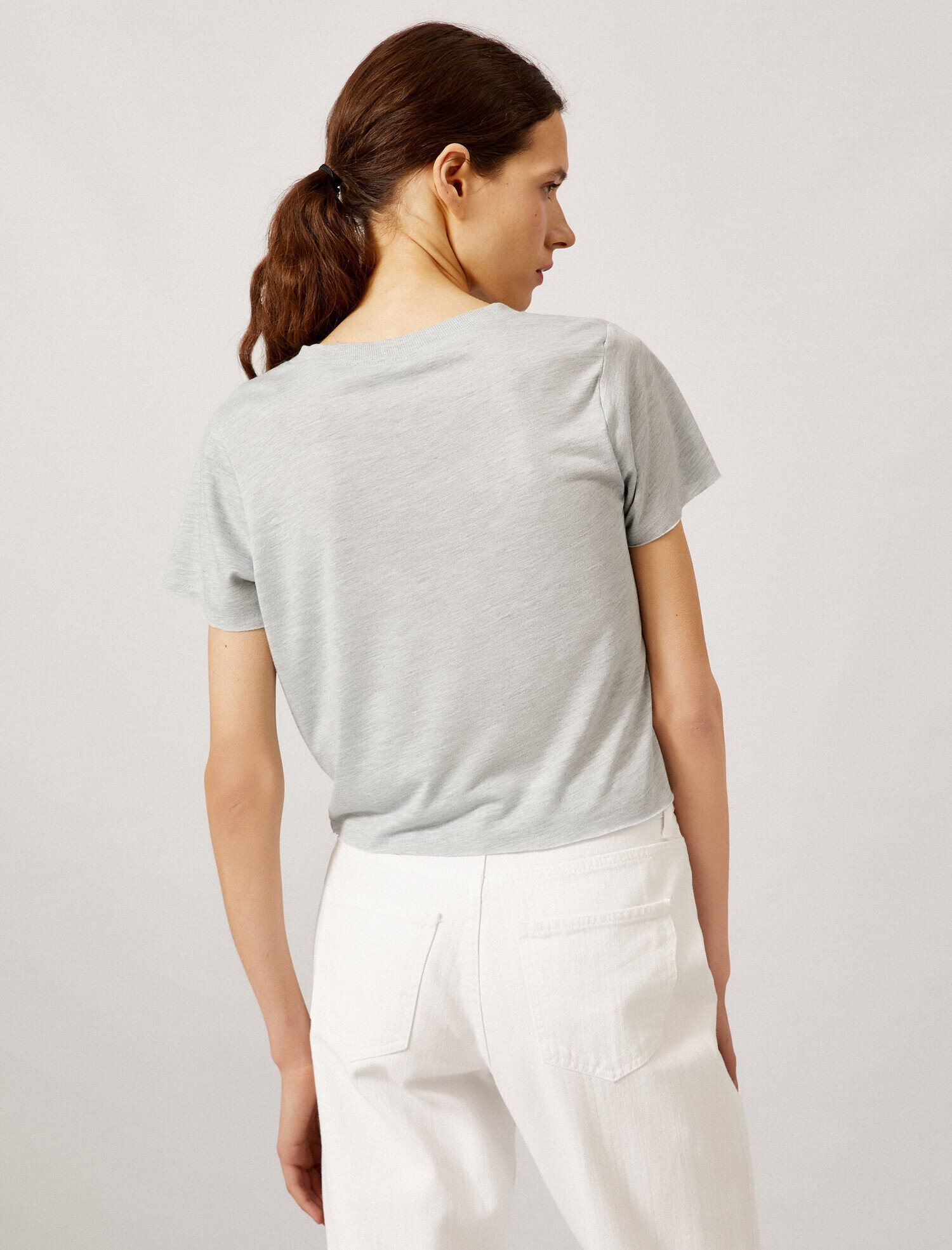   Crop Tişört Bisiklet Yaka Basic