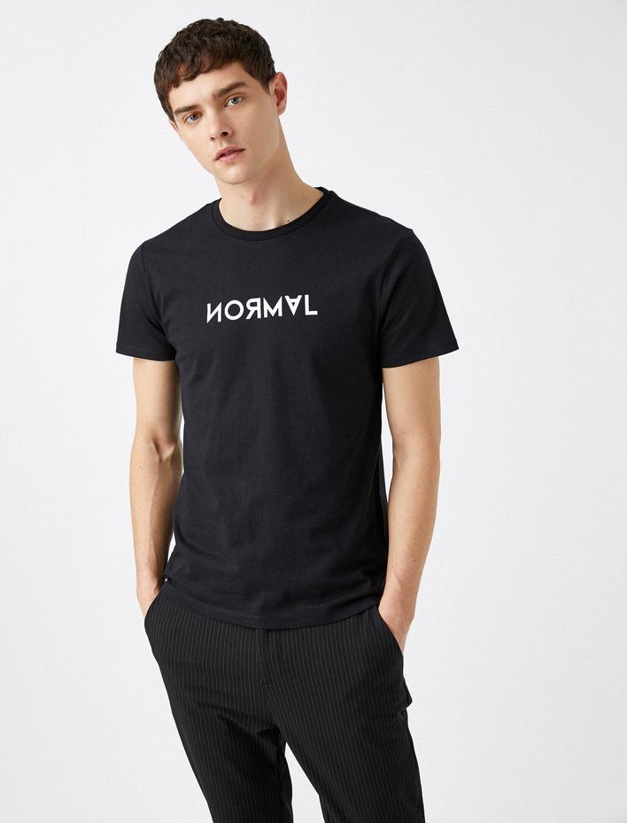  Yazılı Baskılı Tişört Kısa Kollu Bisiklet Yaka Pamuk