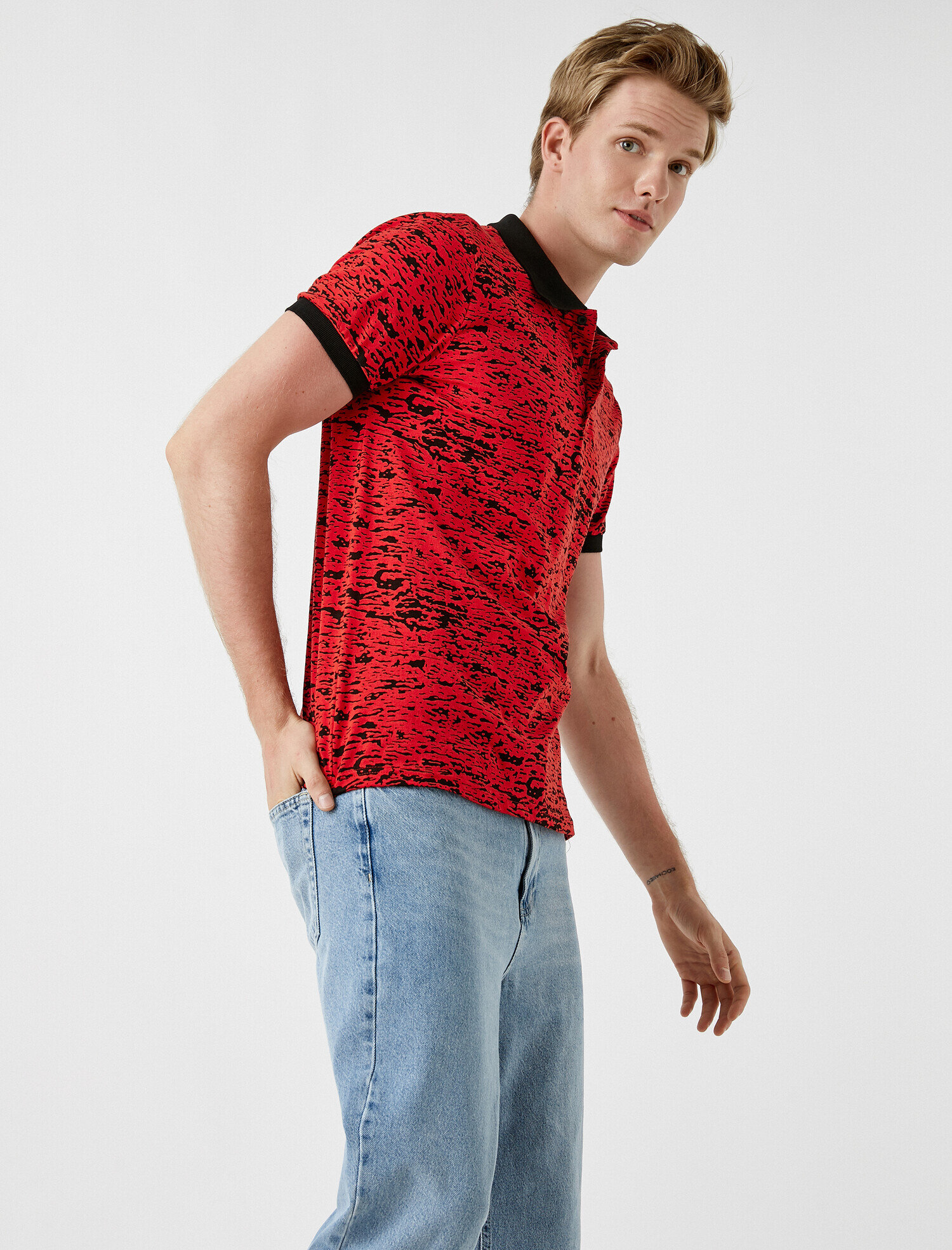   Desenli Polo Tişört Pamuklu