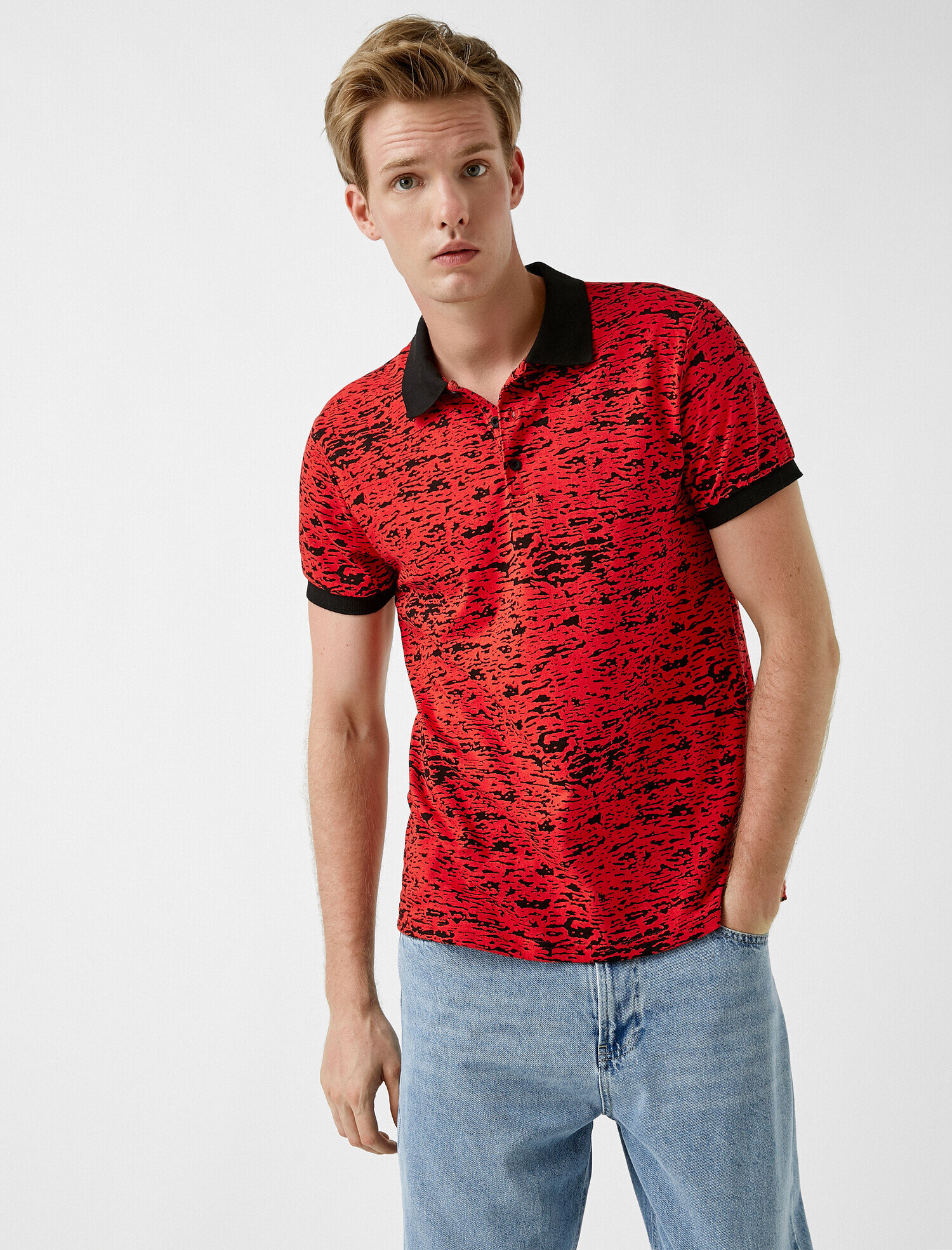   Desenli Polo Tişört Pamuklu