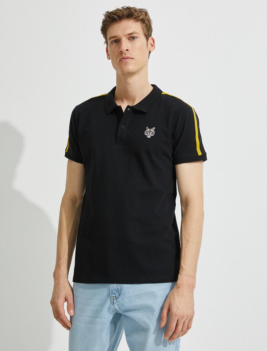  Polo Yaka Tişört Slim Fit Şerit Detaylı