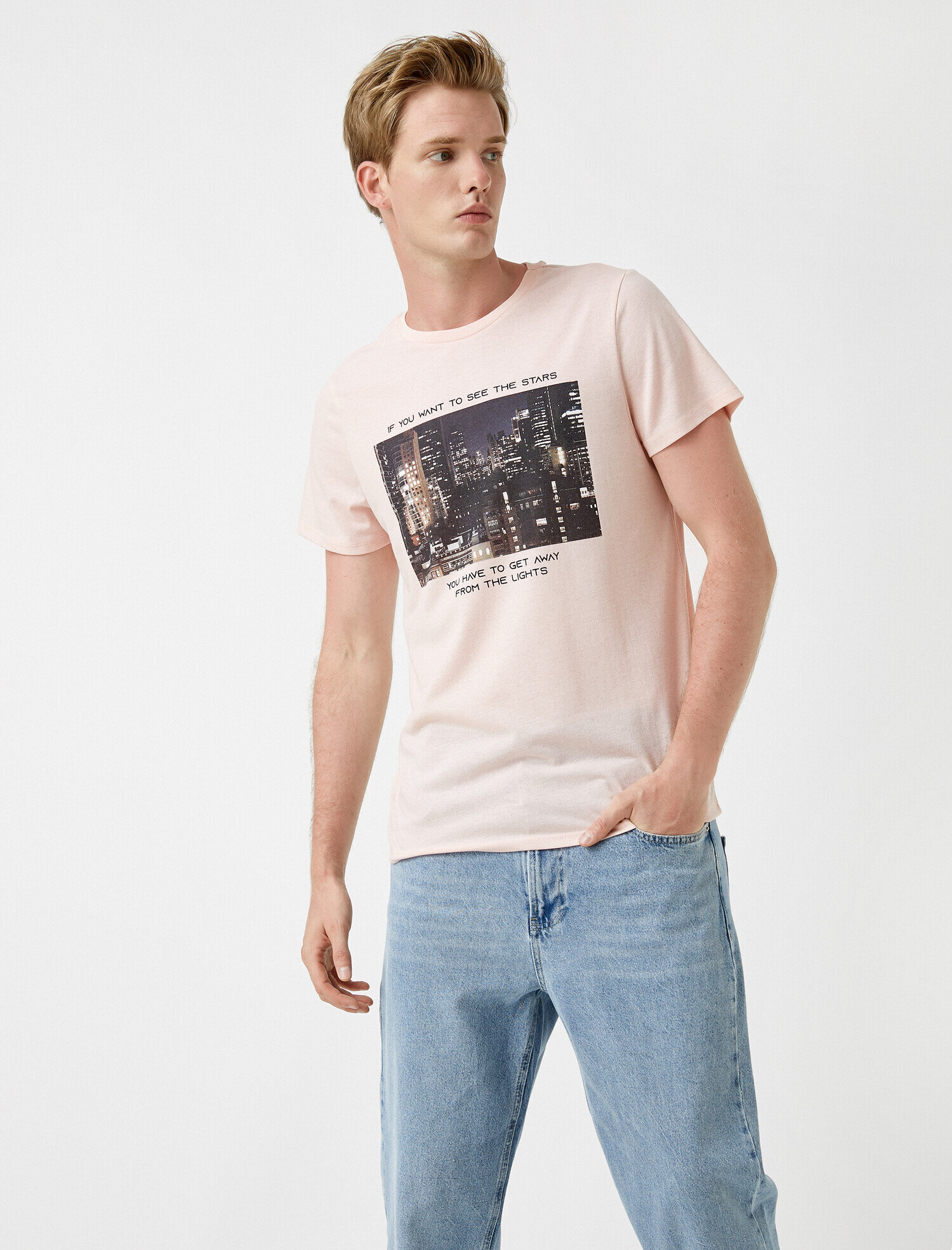   Baskılı Tişört Bisiklet Yaka