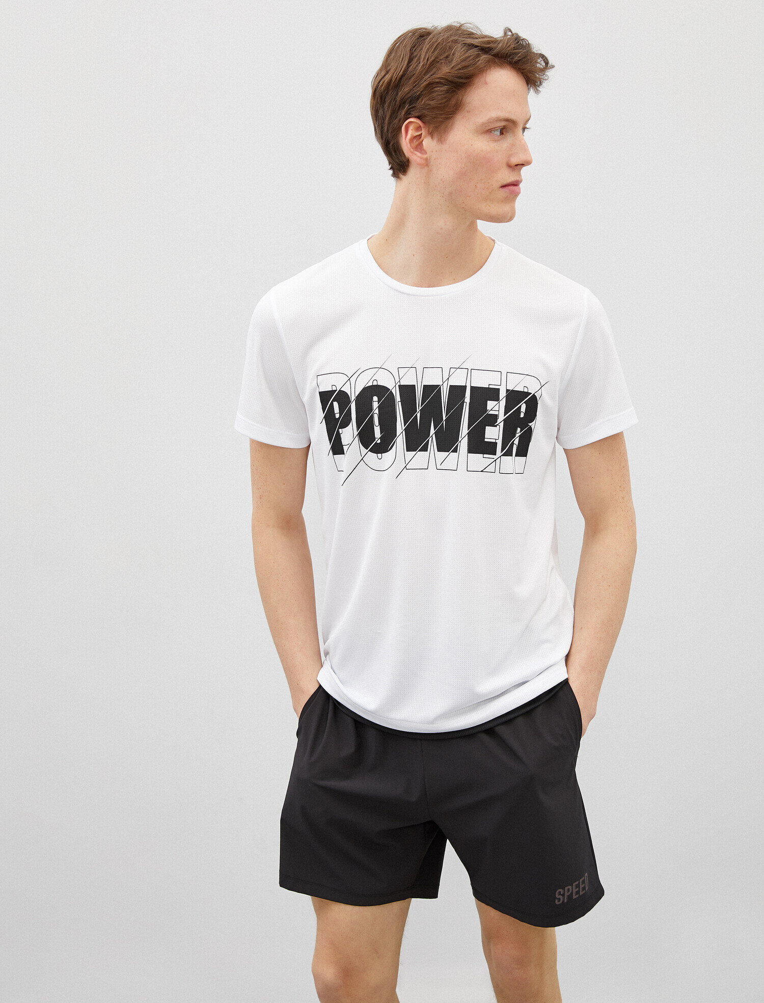   Sloganlı Baskılı Tişört Kısa Kollu Bisiklet Yaka