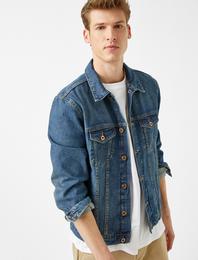 Düğmeli Cep Detaylı %100 Pamuk Jean Ceket