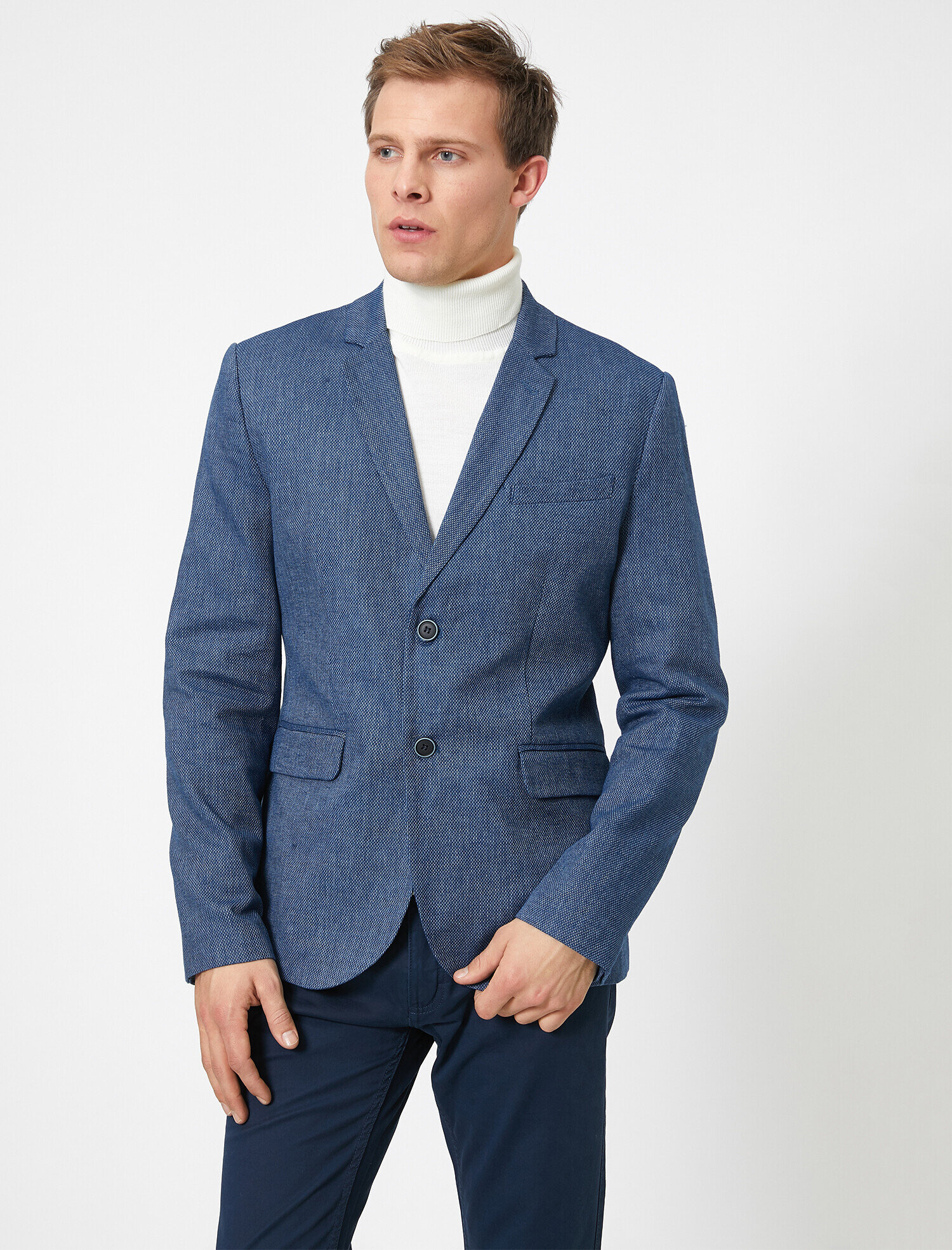 Cep Detaylı Düğmeli Blazer Ceket