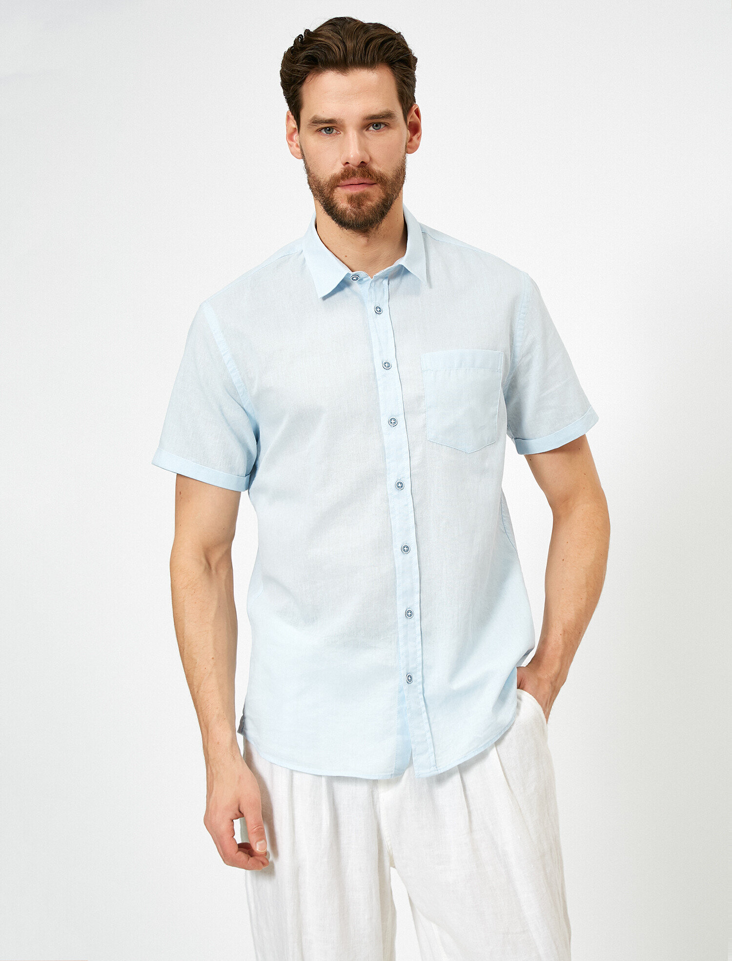   Tek Cepli Slim Fit Kısa Kollu Gömlek