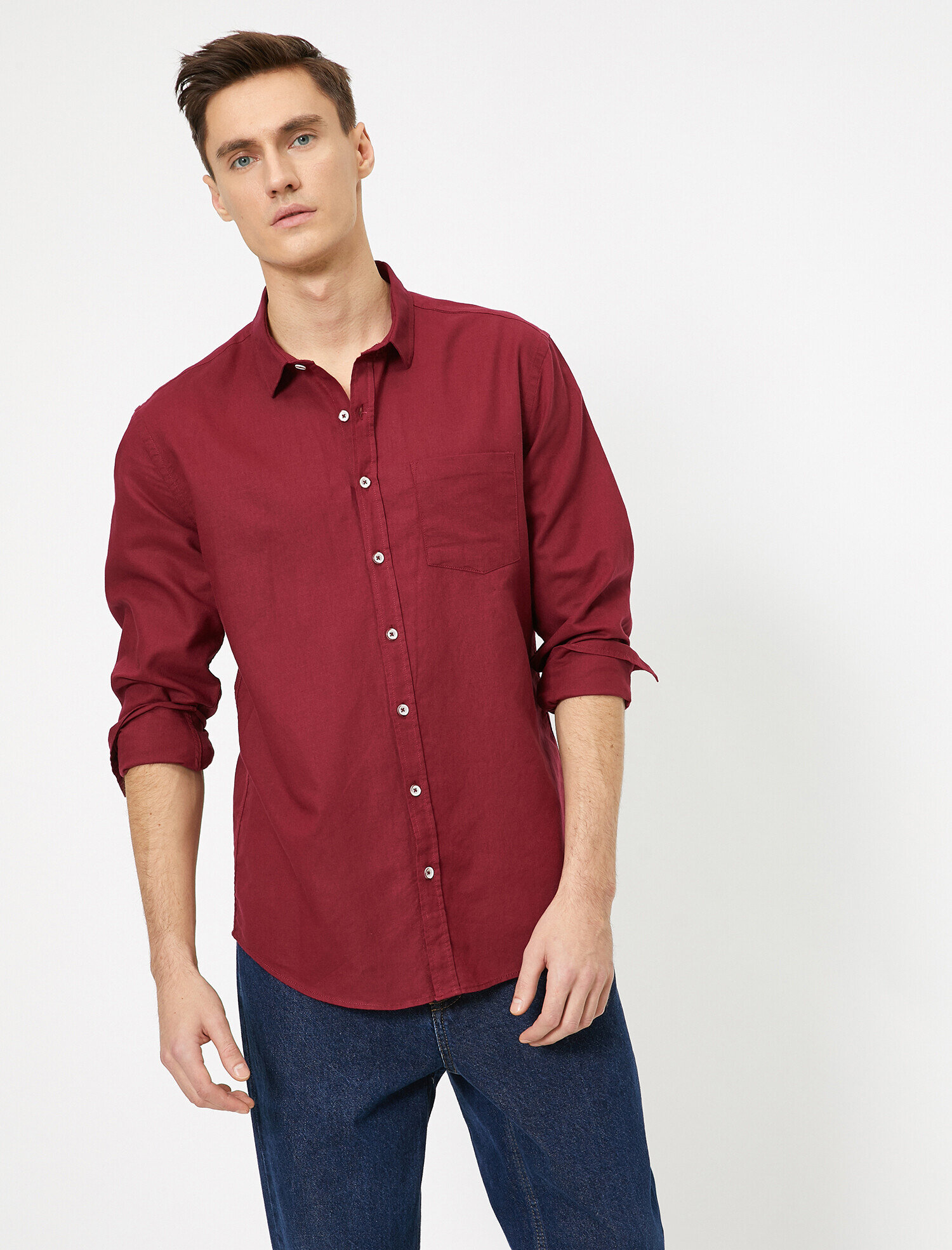   Uzun Kollu Tek Cepli Regular Fit Gömlek