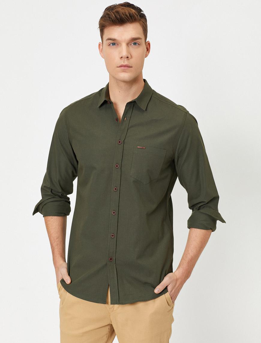   Tek Cepli Uzun Kollu Slim Fit Poplin Gömlek