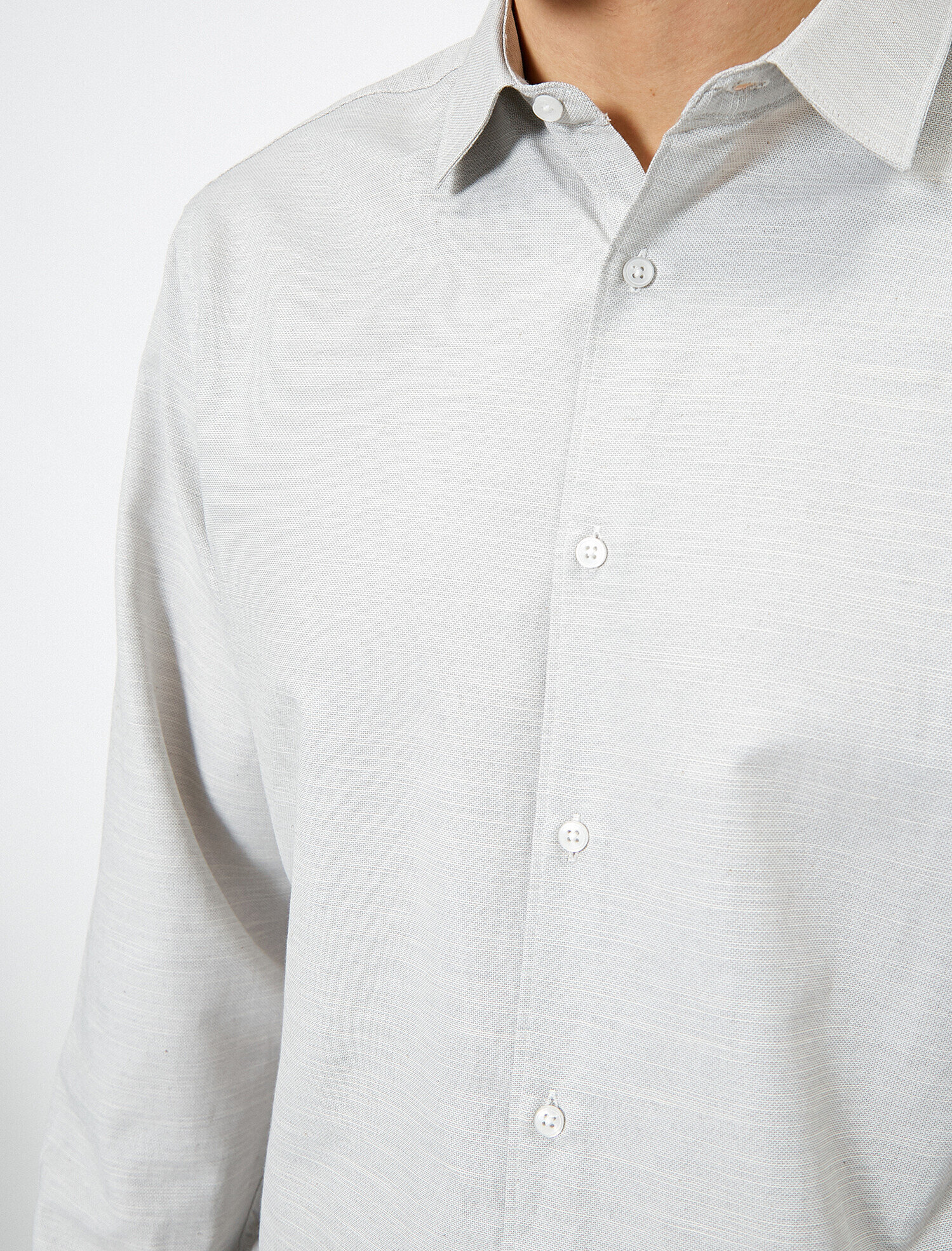   Düğmeli Yaka Uzun Kollu Dar Kesim Smart Gömlek Non Iron