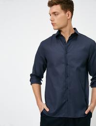 Düğmeli Yaka Uzun Kollu Slim Fit Smart Gömlek Non Iron