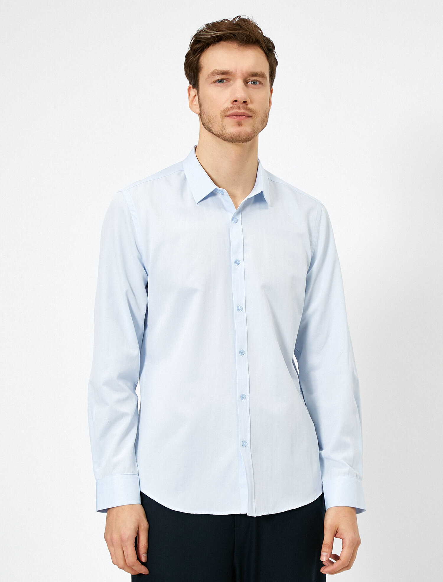   Klasik Yaka Uzun Kollu Slim Fit Smart Gömlek Non Iron