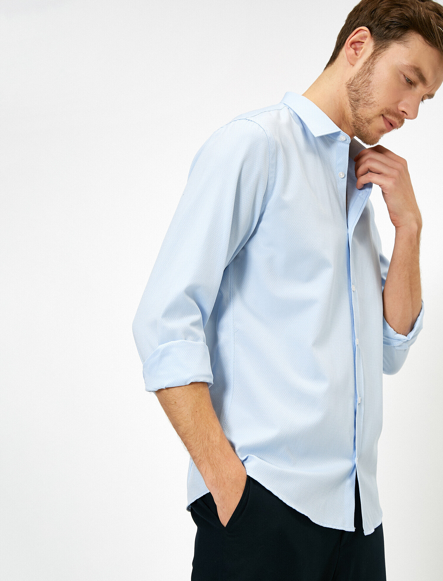   Klasik Yaka Uzun Kollu Slim Fit Smart Gömlek Non Iron