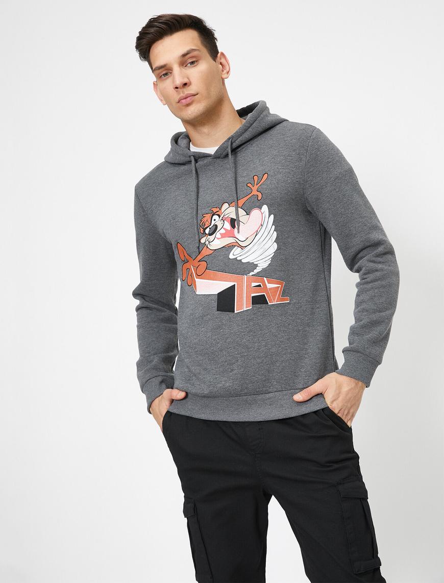   Tasmania Lisanslı Baskılı Kapüşonlu Sweatshirt