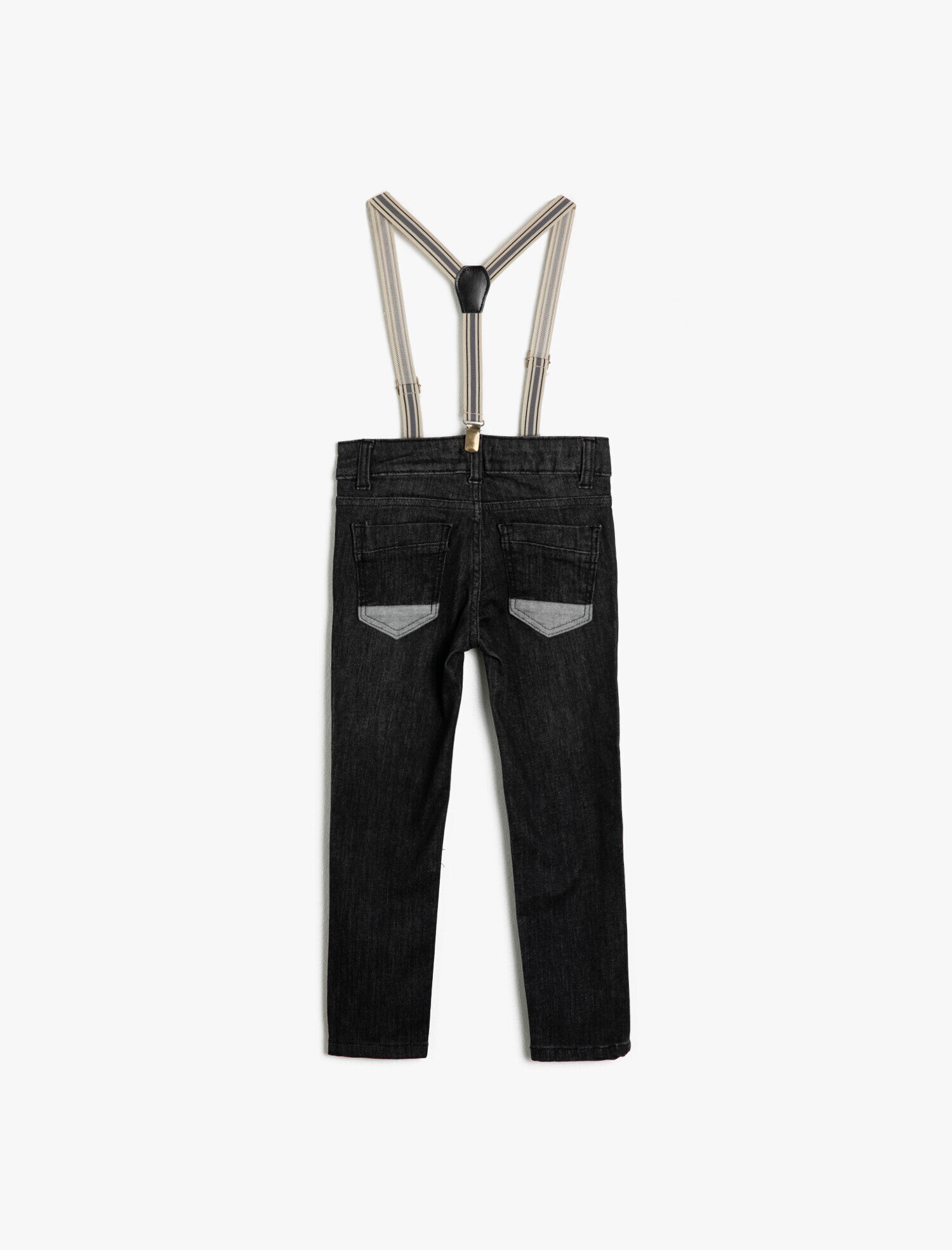 Erkek Çocuk Kot Pantolon Dar Paça Pamuklu Cepli Askılı - Slim Jean