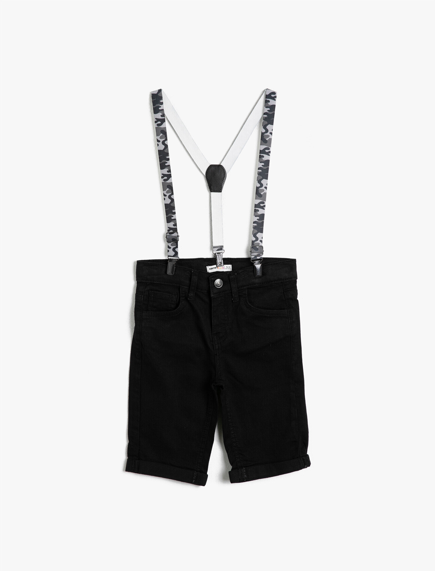  Erkek Çocuk Basic Kamuflaj Askılı 5 Cep Jean Şort