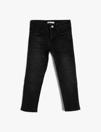 Kot Pantolon Dar Paça Pamuklu Cepli - Slim Jean