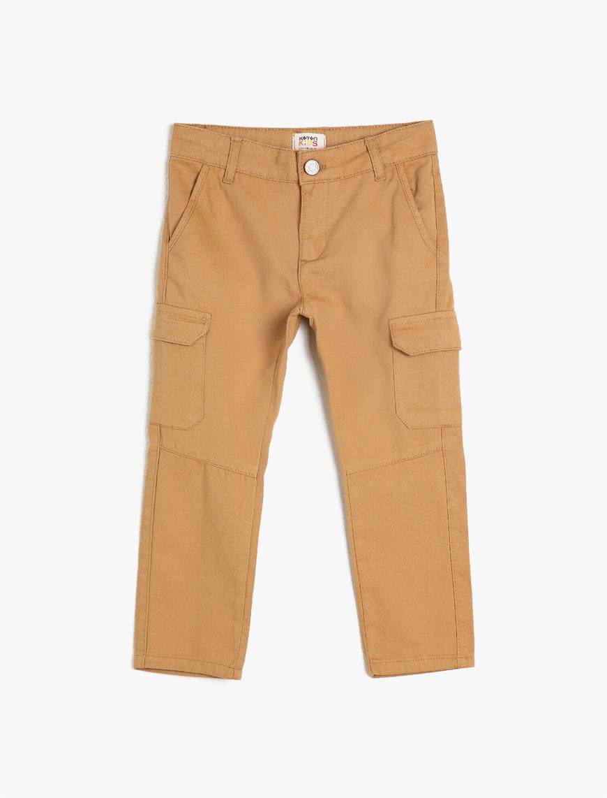  Erkek Çocuk Crop Paça Yan Cepli Normal Bel Pantolon
