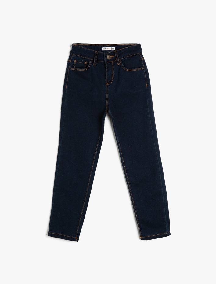 Erkek Çocuk Kot Pantolon Pamuk Karışımlı Cepli - Loose Jean