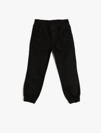 Kot Pantolon Jogger Beli Lastikli Cepli Pamuklu - Jegging Jean