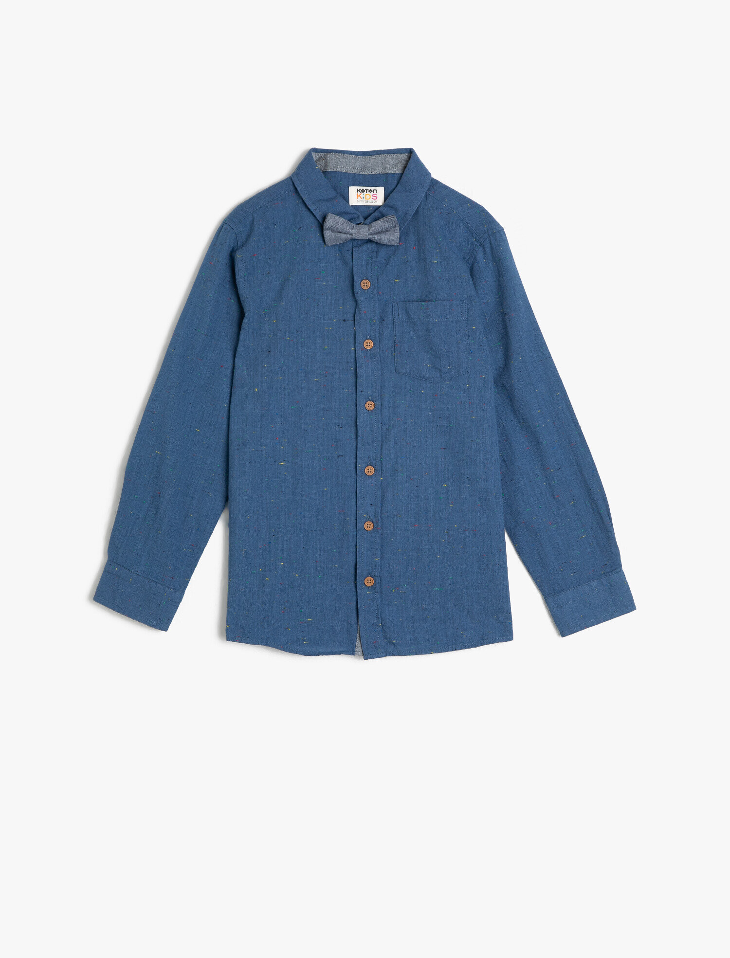  Erkek Çocuk Papyonlu Cepli Uzun Kollu Klasik Yaka Gömlek