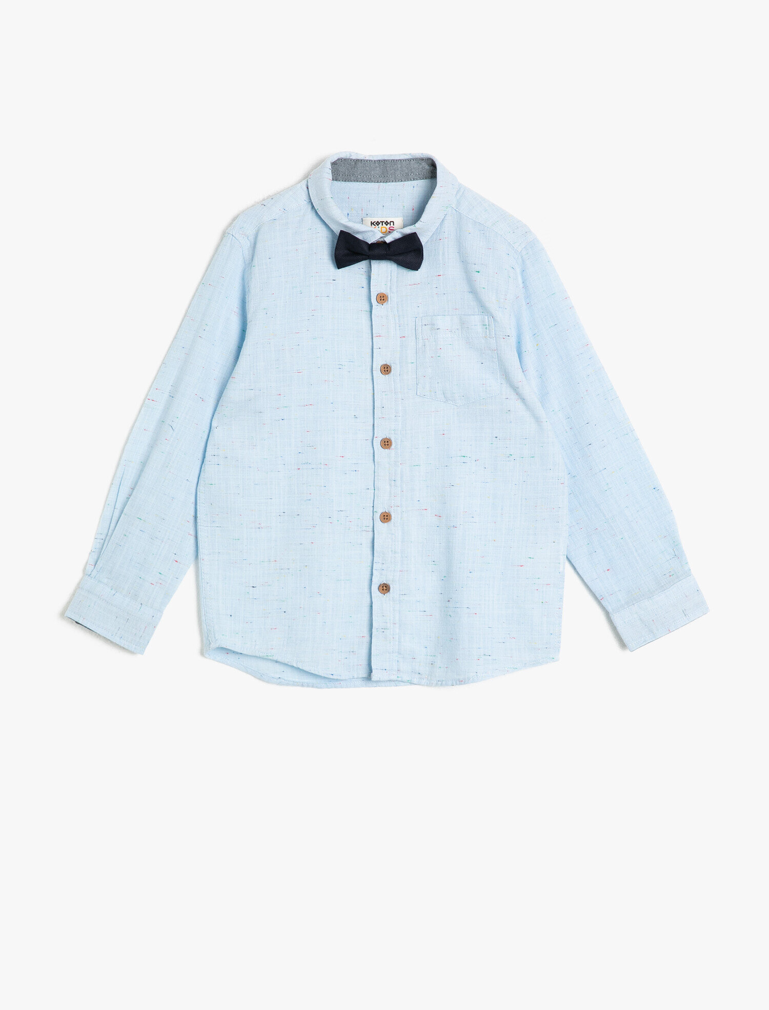  Erkek Çocuk Papyonlu Cepli Uzun Kollu Klasik Yaka Gömlek