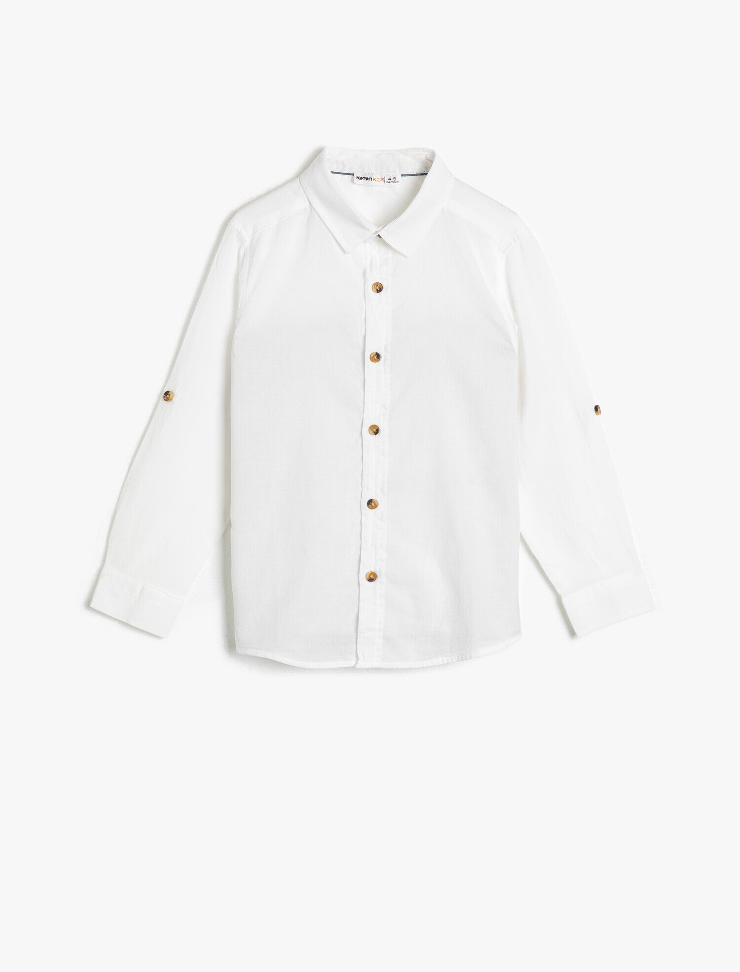  Erkek Çocuk Basic Uzun Ve Katlanabilir Kollu Klasik Yaka Gömlek