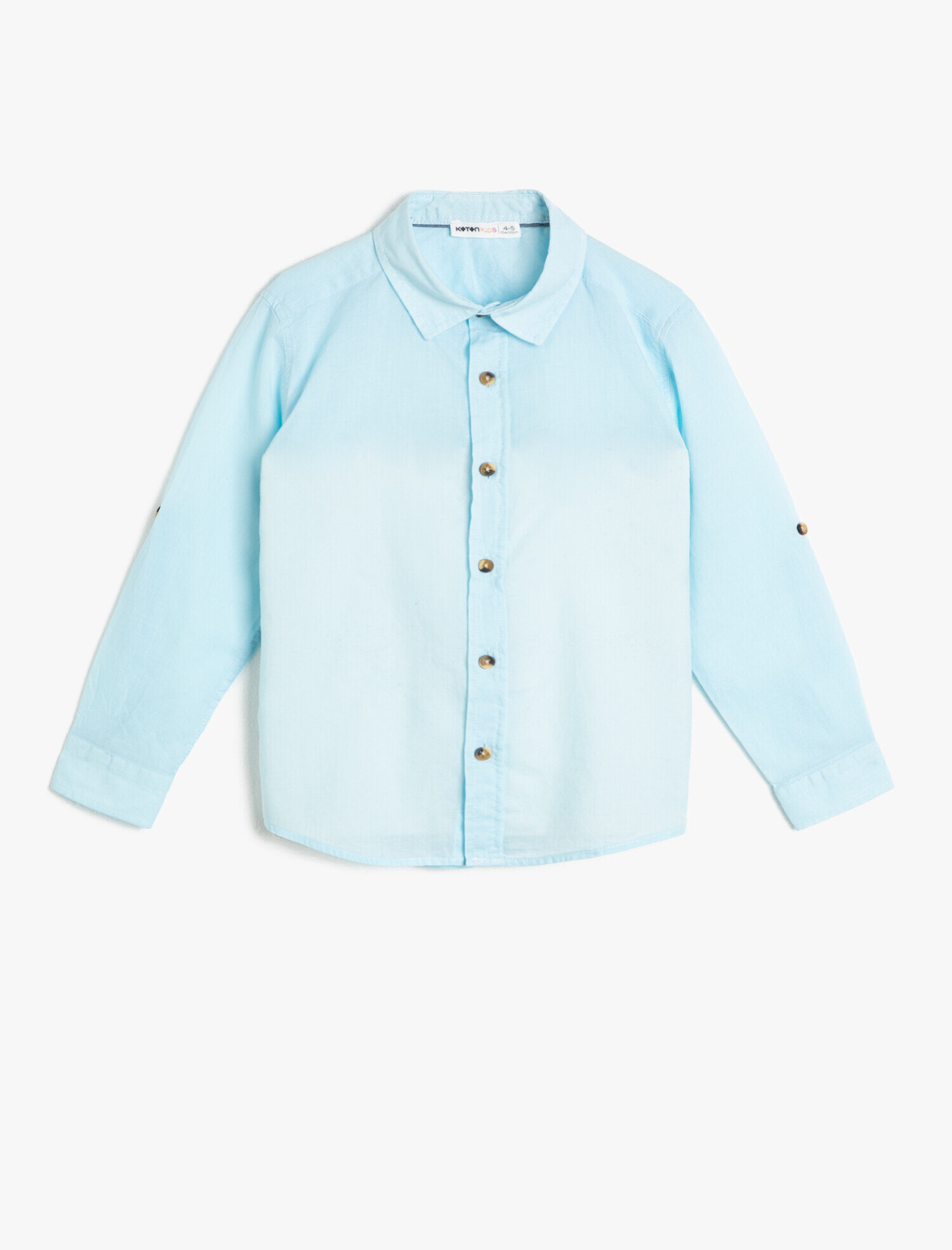  Erkek Çocuk Basic Uzun Ve Katlanabilir Kollu Klasik Yaka Gömlek