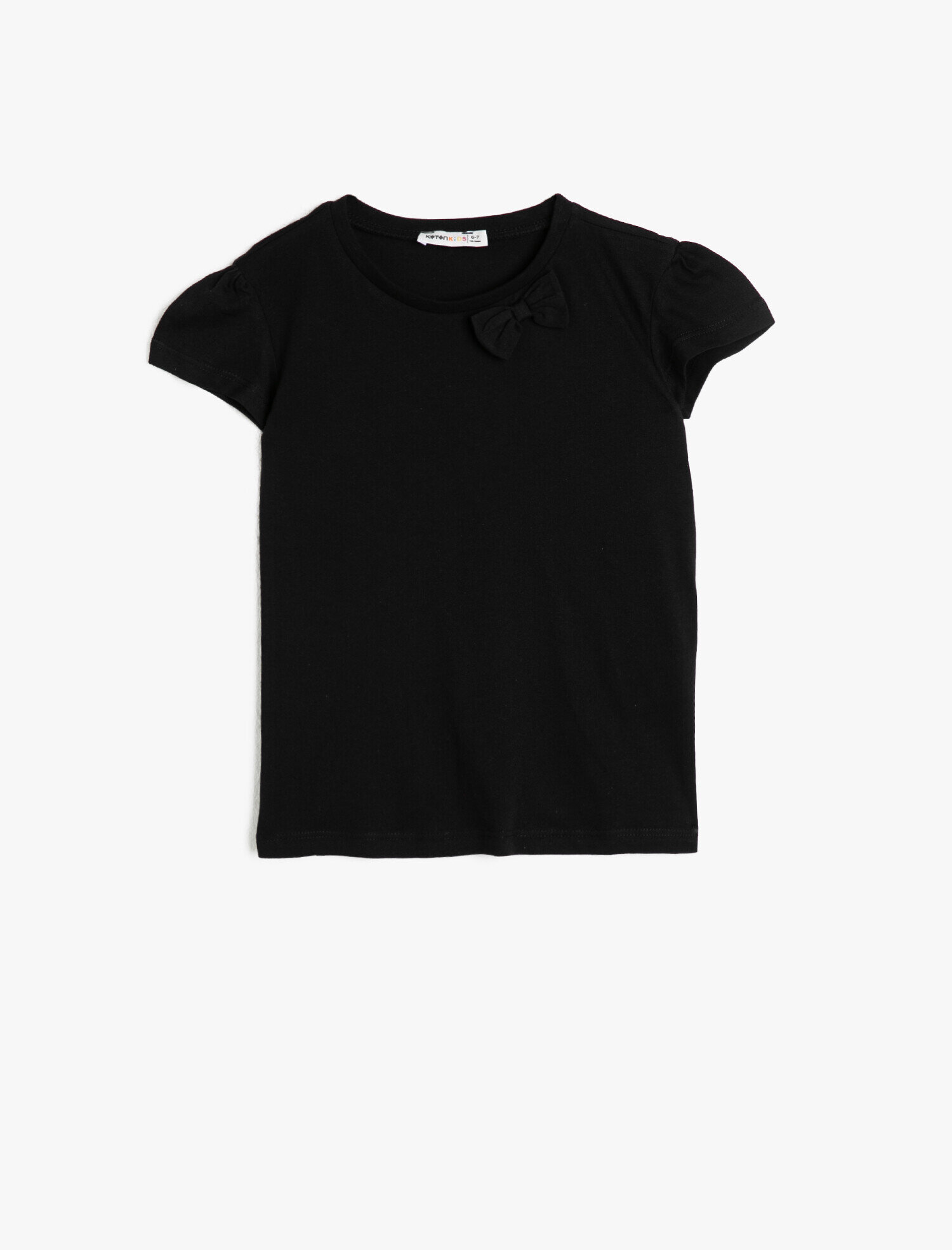  Kız Çocuk Basic Yumuşak Pamuklu Bisiklet Yaka Kısa Kollu Tişört