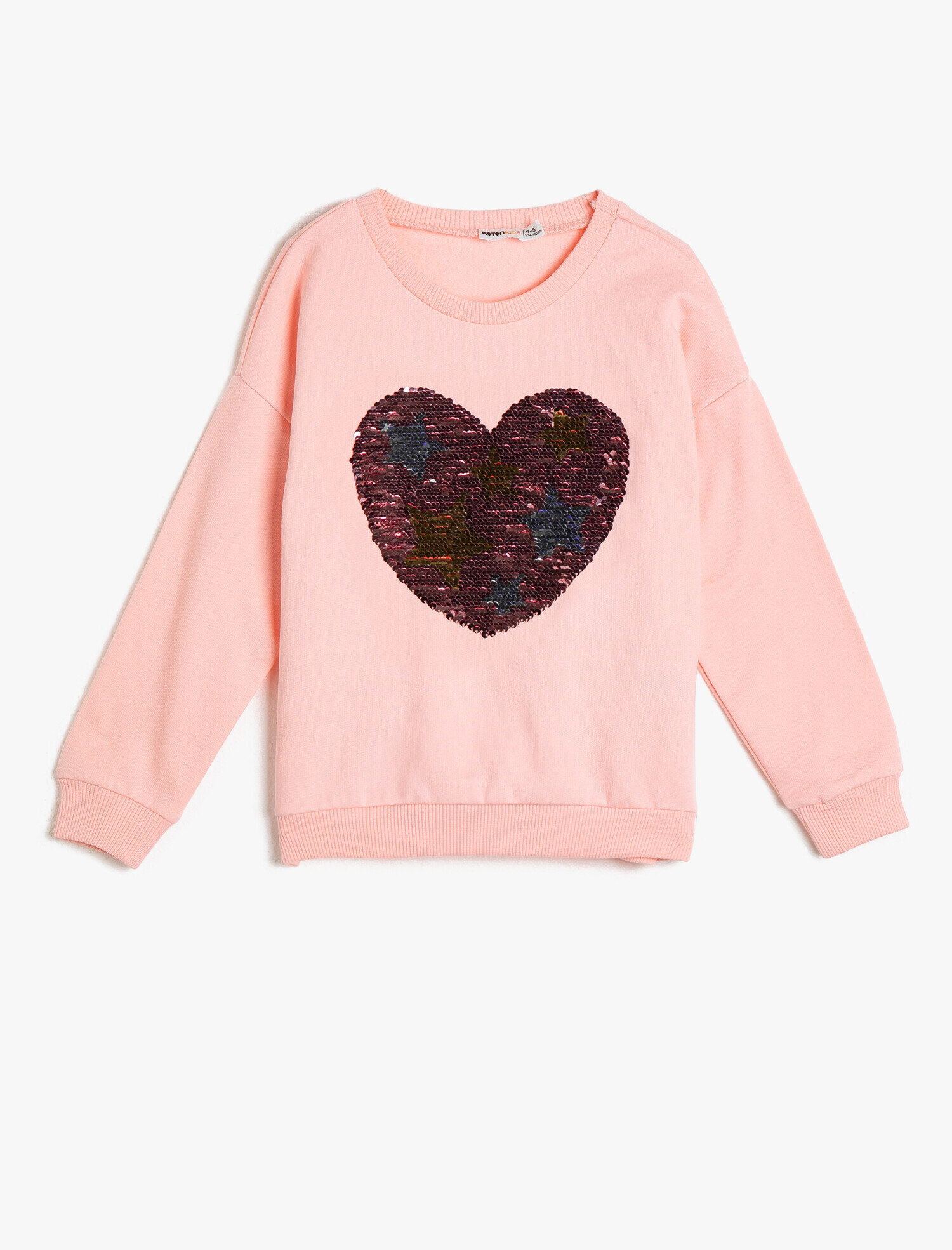  Kız Çocuk Çift Taraflı Pullu İçi Tüylü Yumuşak Sweatshirt Kumaşından Sweatshirt