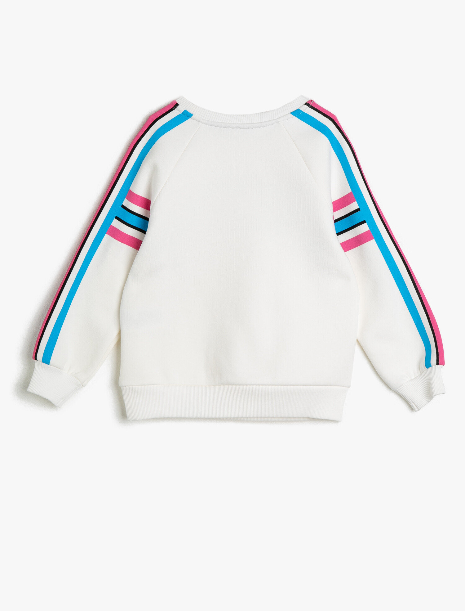  Kız Çocuk Kolu Çizgili Parlak Yazılı Baskılı Sweatshirt