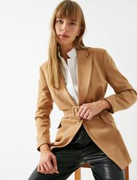 Kemerli Gabardin Blazer Ceket