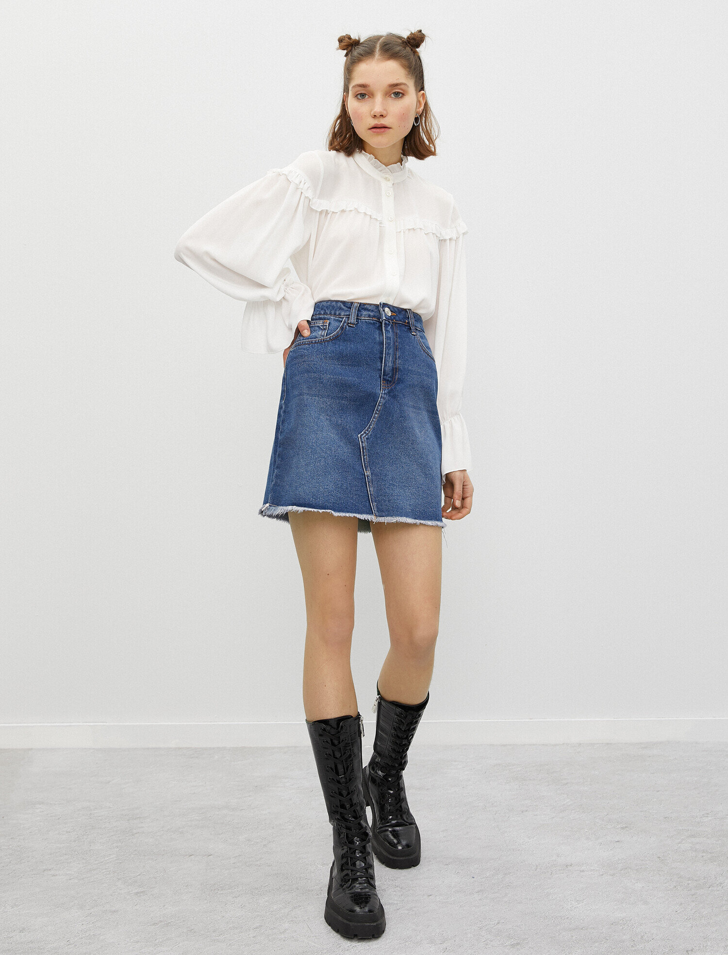   Pamuklu Mini Kot Etek