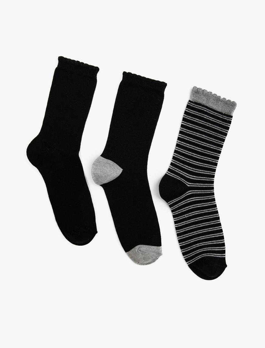  Kadın Yılbaşı Temalı 3'lü Simli Çorap Seti