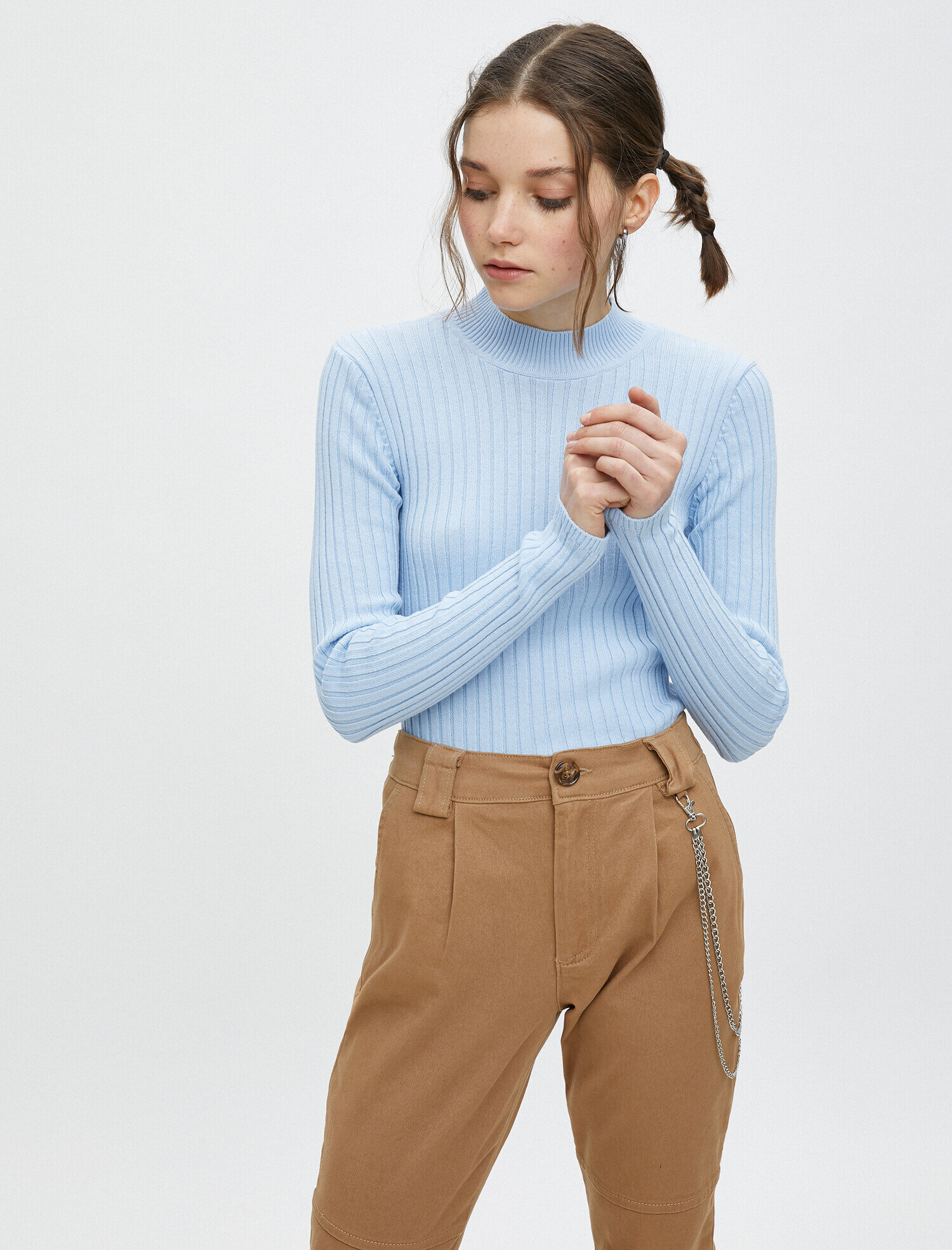   Dik Yaka Uzun Kollu Slim Triko Kazak