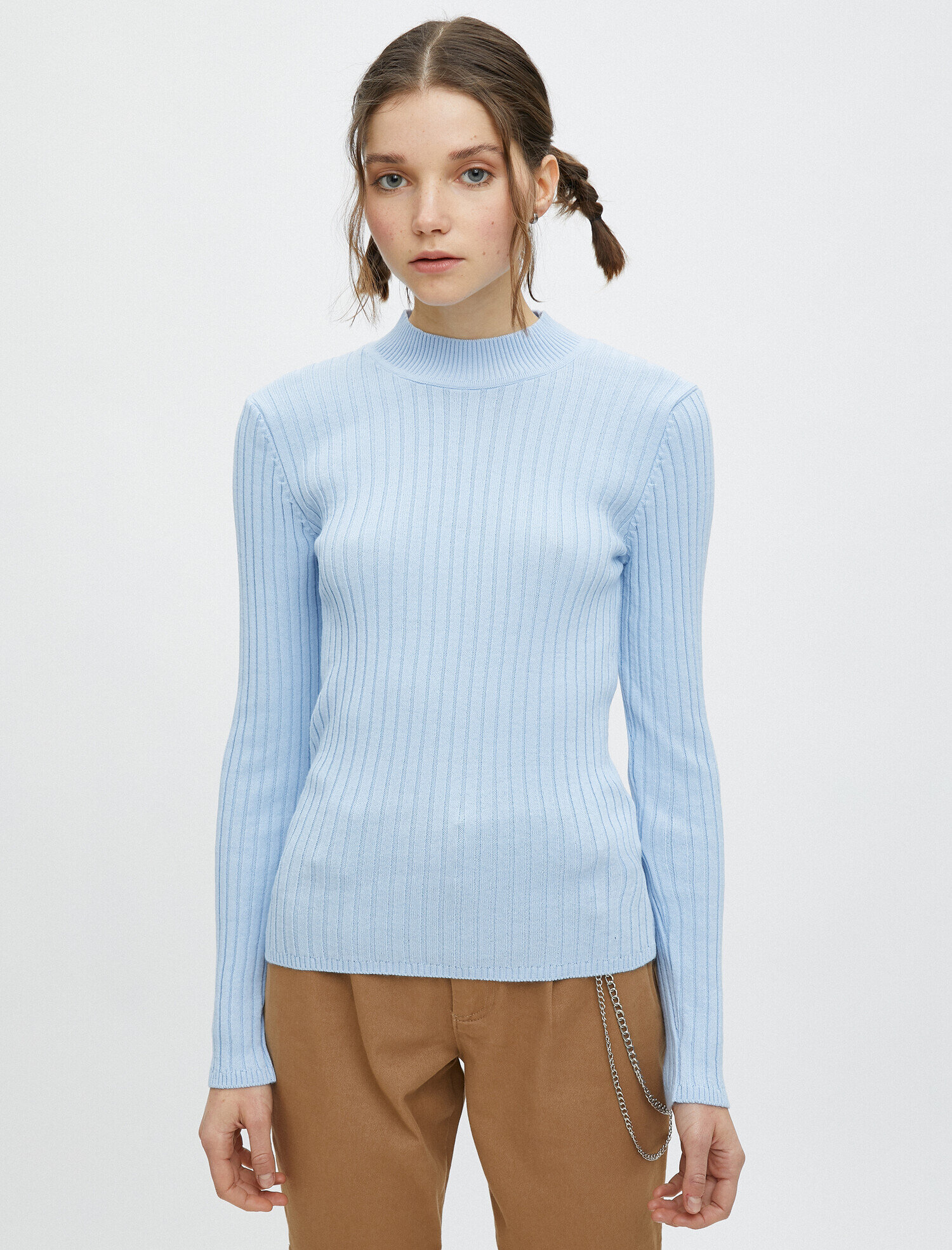   Dik Yaka Uzun Kollu Slim Triko Kazak