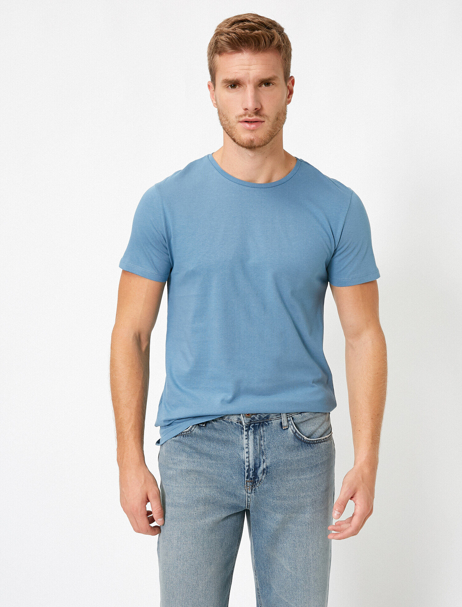 Pamuklu Bisiklet Yaka Kısa Kollu Tişört