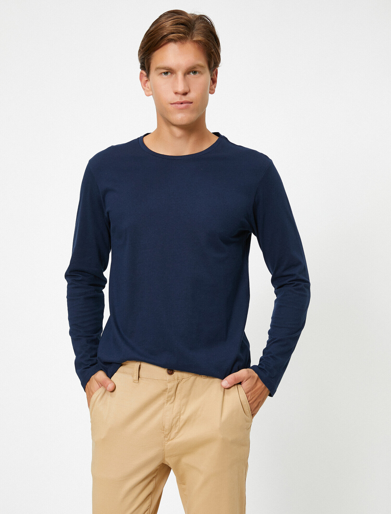   Bisiklet Yaka Uzun Kollu Basic Tişört