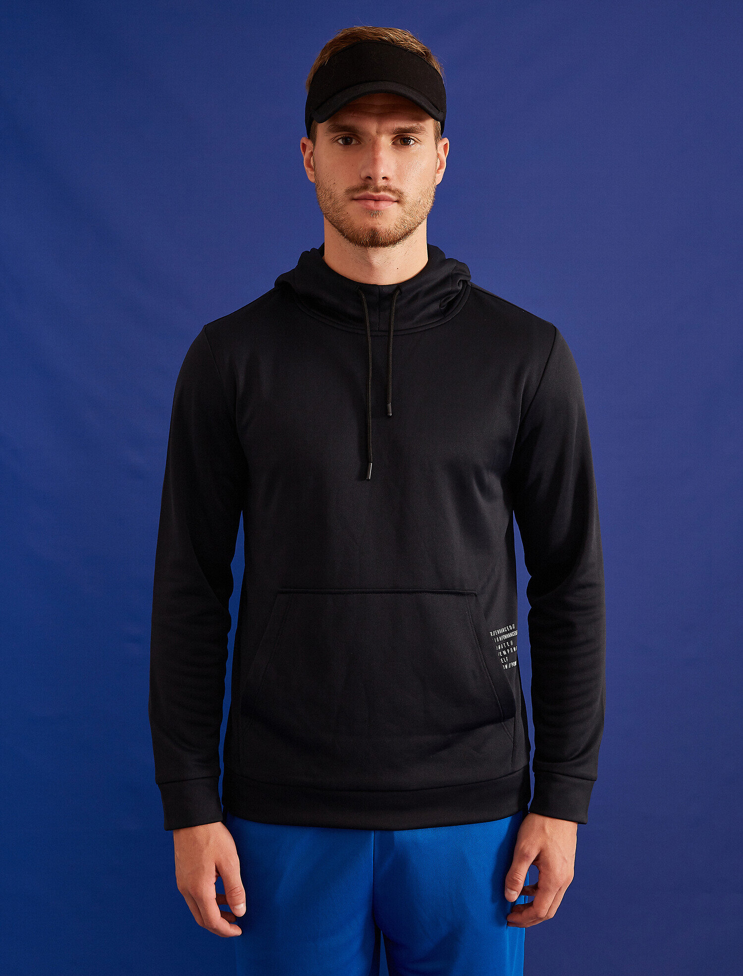   Kapüşonlu Slogan Baskılı Kanguru Cepli Sweatshirt