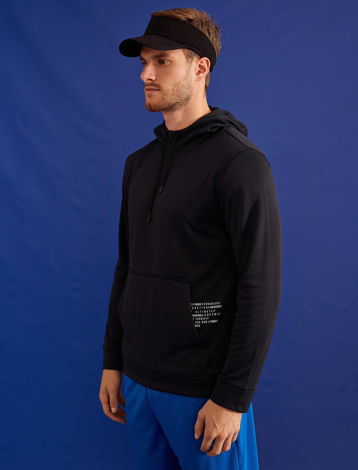   Kapüşonlu Slogan Baskılı Kanguru Cepli Sweatshirt