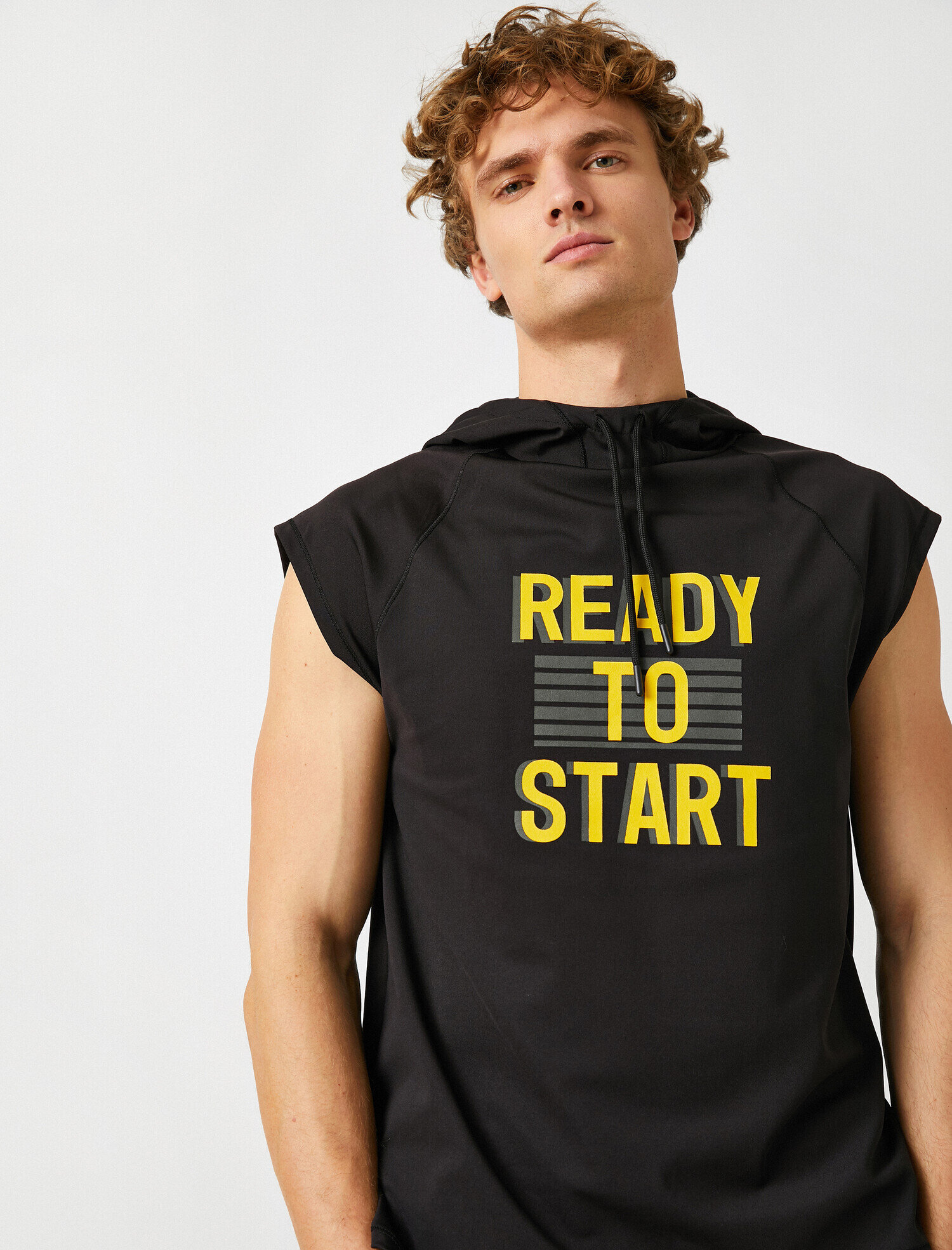   Yazılı Baskılı Kapüşonlu Kısa Kollu Sweatshirt