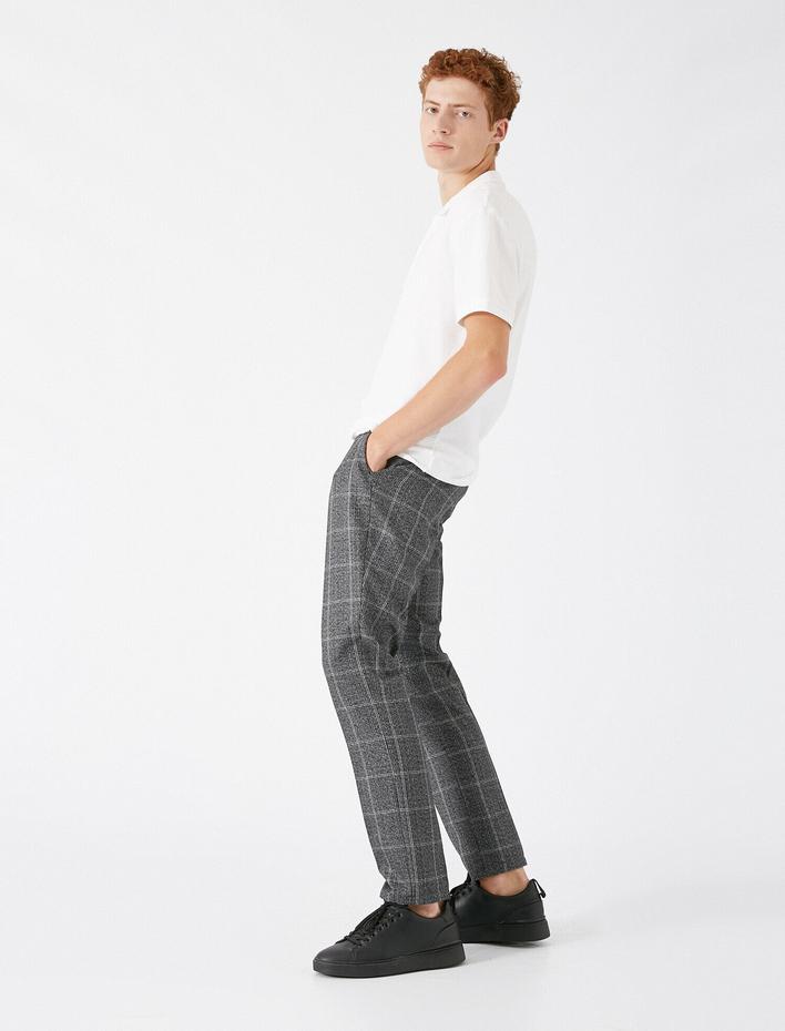  Ekoseli Slim Chino Pantolon