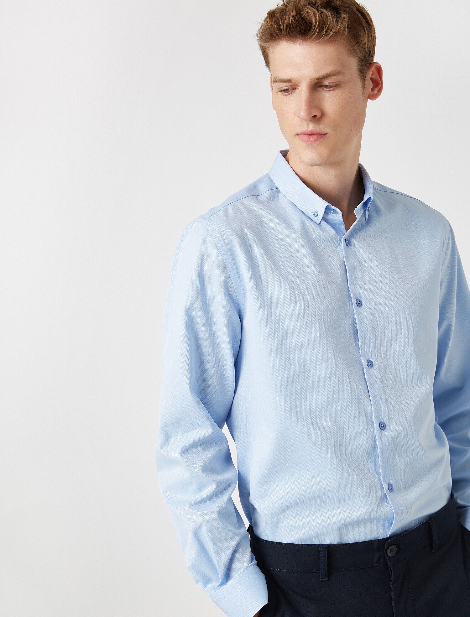   Poplin Kumaş Klasik Yaka Basic Uzun Kollu Gömlek Non Iron