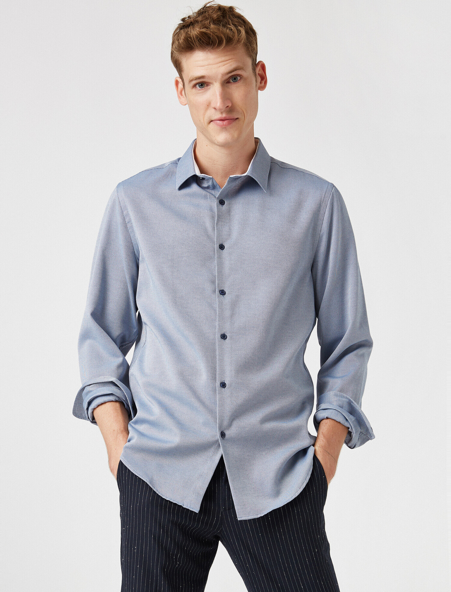   Uzun Kollu Klasik Yaka Basic Gömlek Non Iron