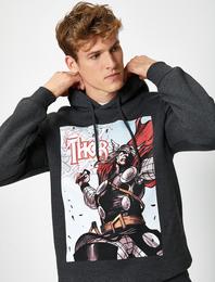 Kapüşonlu Pamuklu Thor Lisanslı Baskılı Sweatshirt