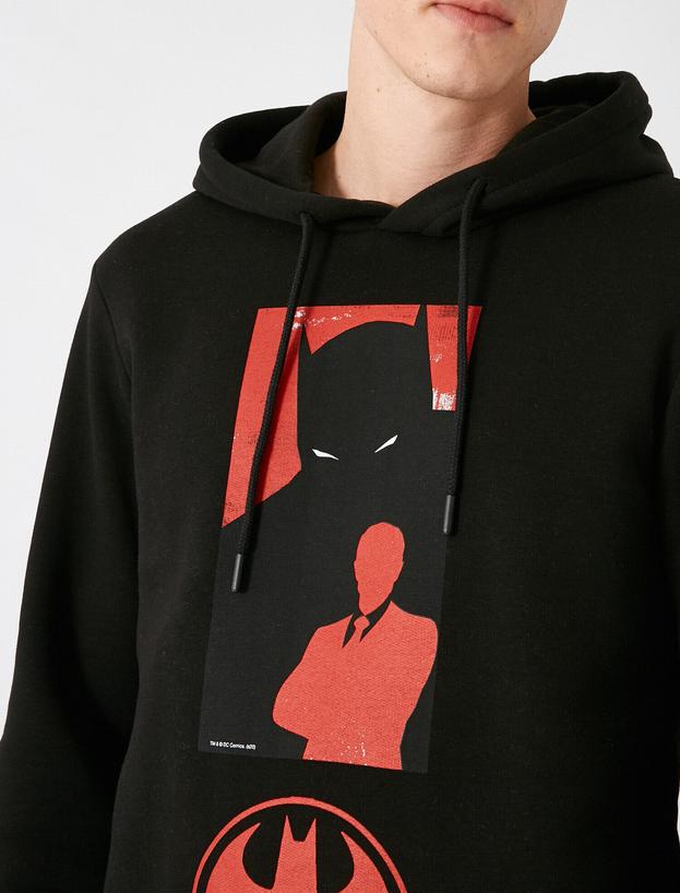  Batman Lisanslı Baskılı Kapüşonlu Sweatshirt
